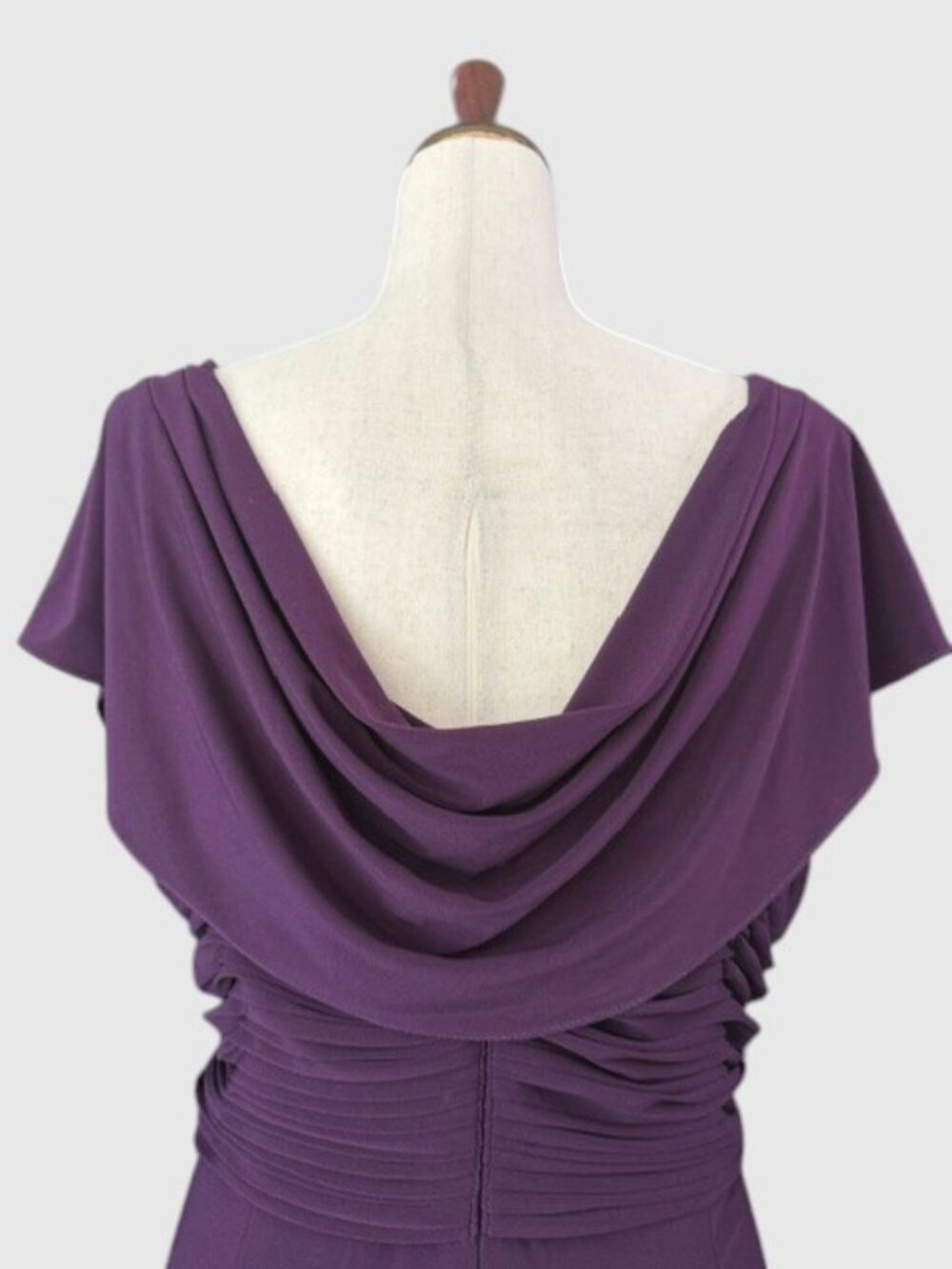 Alex Evenings Celeste Matte Jersey Cowl-Neck A-Line Gown Eggplant Plus 20W EUC - Picture 8 of 11